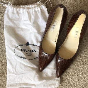 Leather Authentic Prada stilettos, Sz 37 1/2